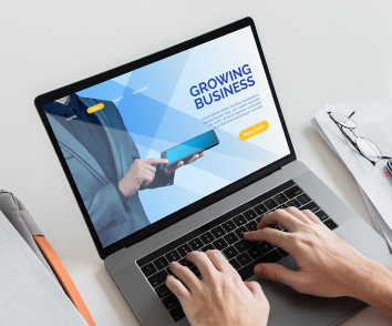 man using laptop and Growing Buisness app